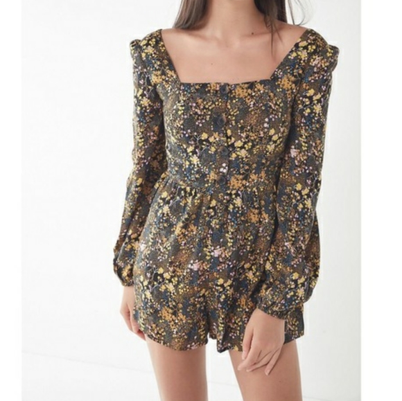 Urban Outfitters Pants - Urban Outfitters Flower Long Sleeve Romper shorts